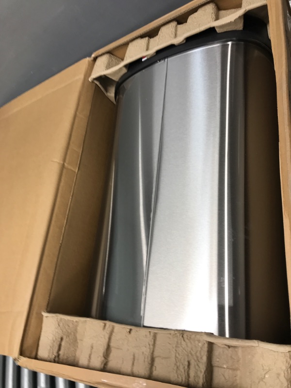 Photo 2 of NINESTARS DZT-50-13R Automatic Touchless Infrared Motion Sensor Trash Can/Recycler, 13 Gal 50L, Stainless Steel Base (Oval, Black/Silver Lid) 13 Gal Trash Can