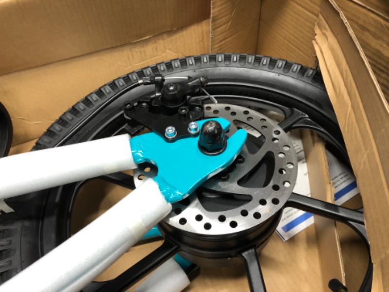 Photo 2 of **BIKE FUNCTIONS ,BATTERY NEEDS TO BE CHARGED**M MASSIMO MOTOR 24V 350w Electric Balance Bike, Dirt Bike for Kids E16 w/Adjustable Seat Height 16" Large Wheel Aluminum Body Frame Up to 6 Hours Long Range Metal Rear Rim Teal