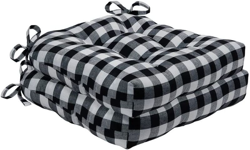 Photo 1 of **small tear on 2 cushions**
Buffalo Check Tufted Chair Seat Cushions, 6-Pack, Black & White- 16" x 15" x 3" - Comfortable Seat Cover Pad