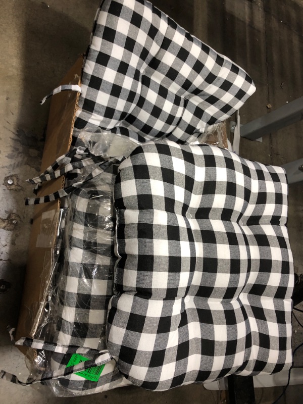 Photo 2 of **small tear on 2 cushions**
Buffalo Check Tufted Chair Seat Cushions, 6-Pack, Black & White- 16" x 15" x 3" - Comfortable Seat Cover Pad