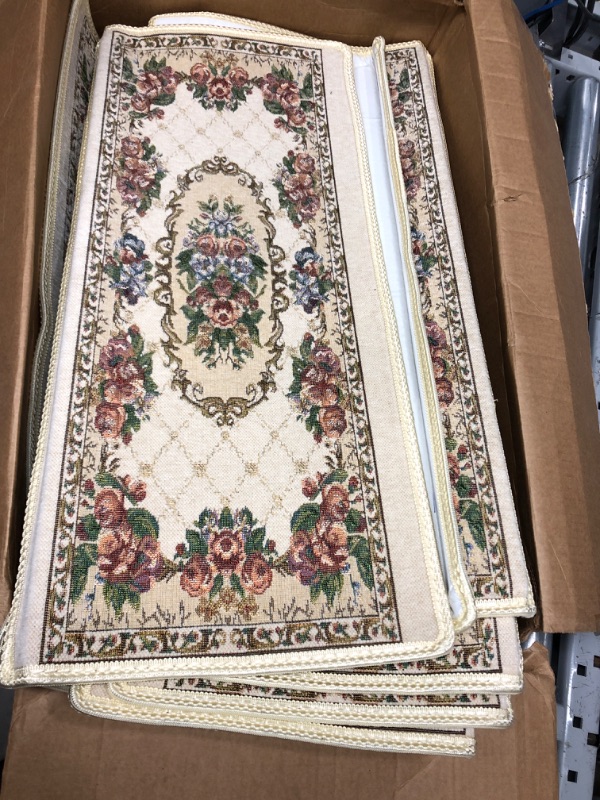 Photo 1 of 26"X11.5" 13 PIECE  BEIGE FLORAL PRINT STEP; RUG13 PIECES