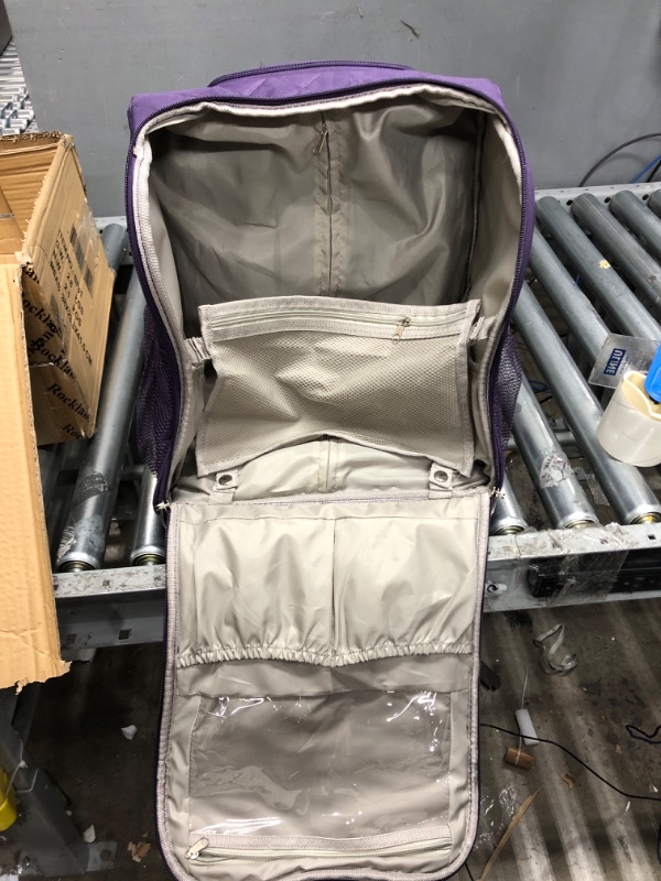 Photo 3 of *ZIPPER IS CUAGHT IN THE SMALL POCKET*
Rockland Melrose Upright Wheeled Underseater Carry-On Luggage, Purple, 16-Inch Carry-On 16-Inch Purple