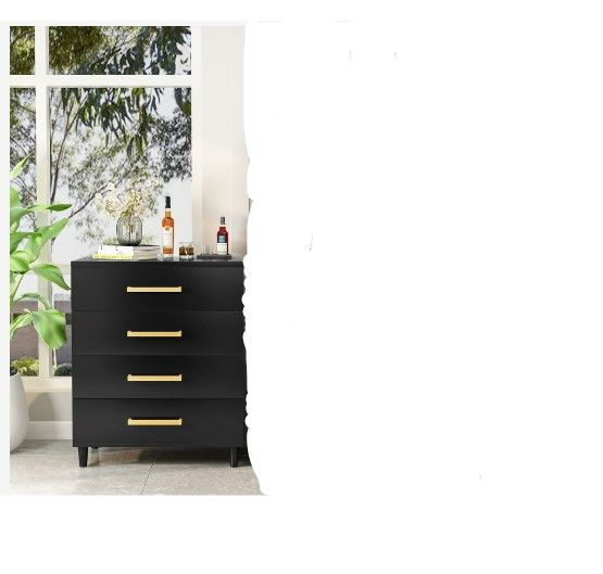Photo 1 of **USED** AWQM 4 Black Drawer Dressers Set, Nightstand, Wood Chest of Drawers (Black)