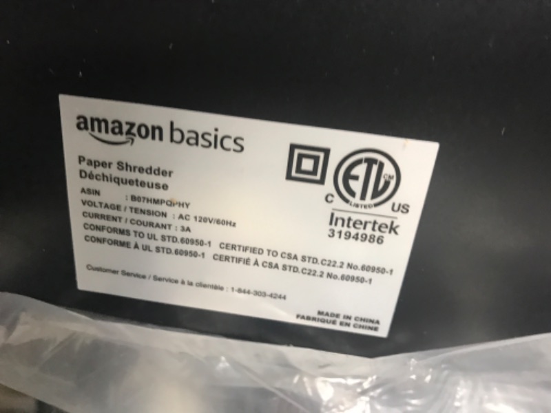 Photo 6 of Amazon Basics 12-Sheet Cross-Cut Paper and Credit Card Home Office Shredder 12 Sheet Shredder