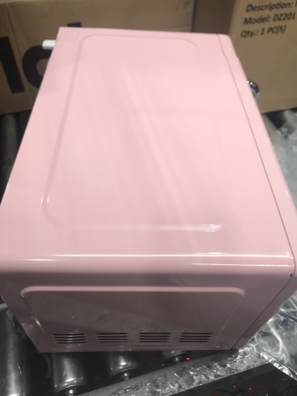 Photo 3 of *** POWERS ON *** Nostalgia Retro Compact Countertop Microwave Oven, 0.7 Cu. Ft. 700-Watts with LED Digital Display, Child Lock, Easy Clean Interior, Pink Pink Microwave