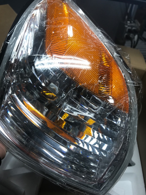 Photo 4 of AS Headlight Assembly Compatible with 2005-2006 Toyota Tundra / 2005-2007 Sequoia Headlamp Chrome Housing Driver and Passenger Side OE Replacement A-Chrome Housing Amber Reflector Clear Lens