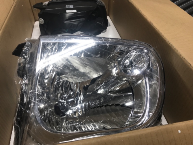 Photo 3 of AS Headlight Assembly Compatible with 2005-2006 Toyota Tundra / 2005-2007 Sequoia Headlamp Chrome Housing Driver and Passenger Side OE Replacement A-Chrome Housing Amber Reflector Clear Lens