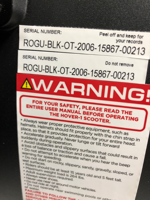 Photo 6 of *FENDERS ON THE WHEEL IS LOOSE*

*TURNS ON AND RUNS*

Hover-1 Rogue Electric Folding Hoverboard | 9MPH Top Speed, 7 Mile Range, 5HR Full-Charge, Built-in Bluetooth Speaker, Rider Modes: Beginner to Expert Black