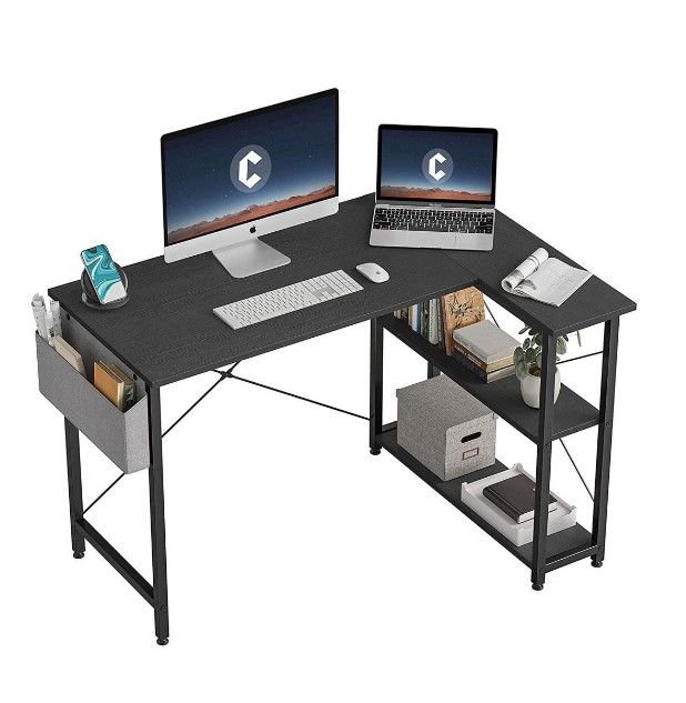 Photo 1 of *Unknown Missing Hardware* CubiCubi 40 Inch Small L Shaped Computer Desk with Storage Shelves Home Office Corner Desk Study Writing Table, Black
