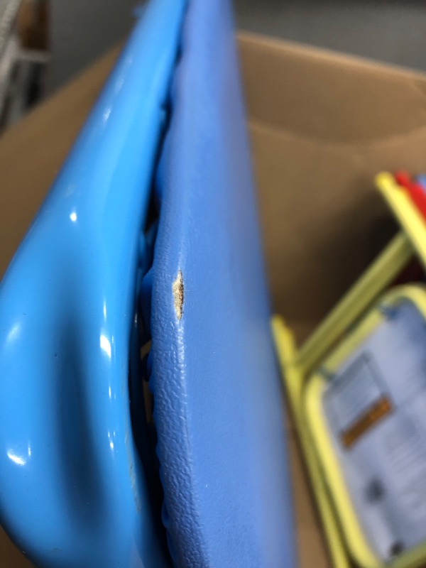 Photo 1 of *Minor Damage to Corner of Table-See Photos* Flash Furniture Kids Colorful 5 Piece Folding Table and Chair Set Blue Kids 5 Piece Set