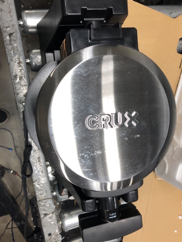 Photo 5 of *Tested* Crux Double Rotating Belgian Waffle Maker with Nonstick Plates, Stainless Steel Housing & Browning Control, black (14614)