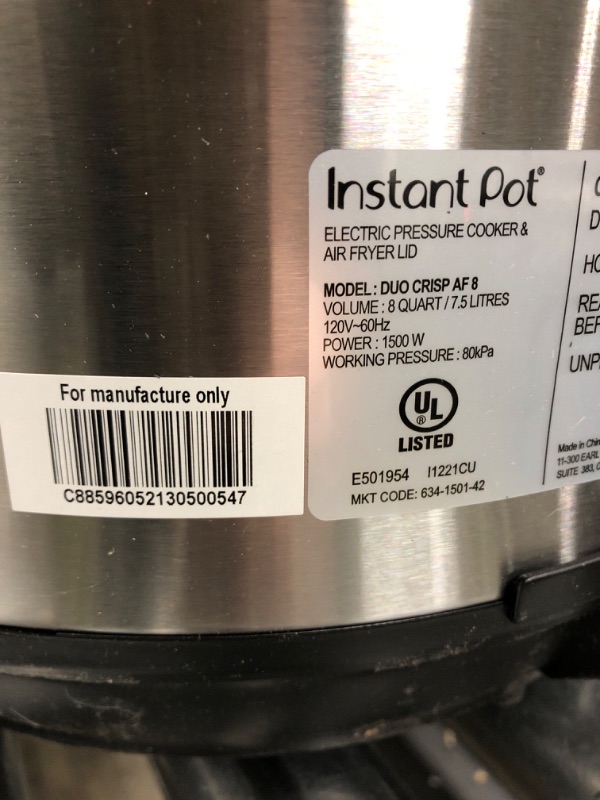 Photo 5 of *Tested* Instant Pot 8 qt 11-in-1 Air Fryer Duo Crisp + Electric Pressure Cooker