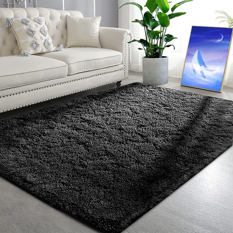 Photo 1 of *USED & DIRTY*
Floralux Modern Soft 5x8 Living Room Area Rugs,Non-Slip Shaggy Fuzzy Nursery Rug,Black Fluffy Carpets for Bedroom Kids Room Décor
