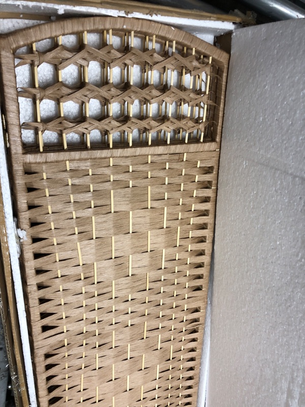 Photo 2 of 4 ft. Short Fiber Weave Folding Screen - Natural - 3 Panels