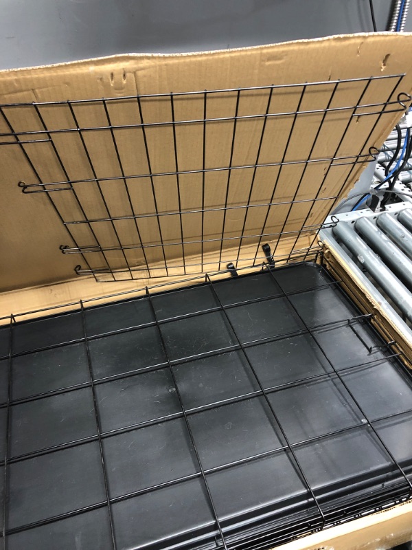 Photo 3 of Amazon Basics Foldable Metal Wire Dog Crate with Tray, Single or Double Door Styles 36" Single Door w/ Divider Crate