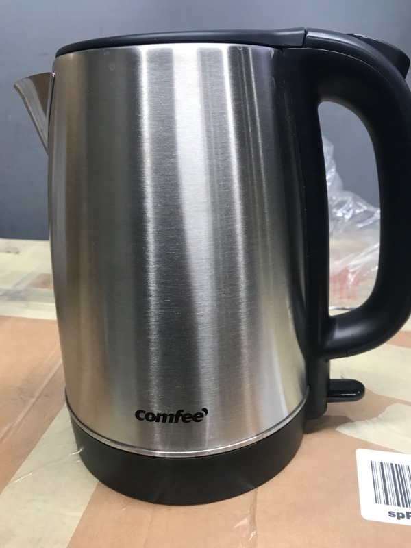 Photo 2 of ***MISSING main power *** Comfee 1.7L Stainless Steel Electric Tea Kettle, BPA-Free Hot Water Boiler, Cordless with LED Light, Auto Shut-Off and Boil-Dry Protection, 1500W Fast Boil