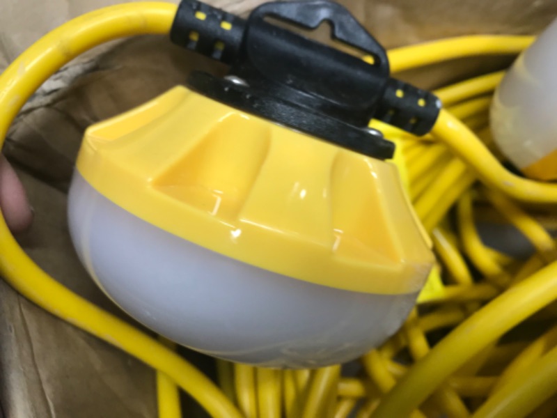 Photo 3 of ** NON-functional** Construction Lights String Temporary Lighting - 200ft Work Light Stringer with 20 Integrated Jobsite LED Lights, 20000LM Super Bright Led Work Lights Carabiner Hooks-20 Lights 