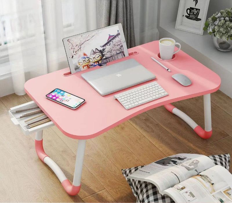 Photo 1 of 
Laptop Bed Table, Foldable Laptop Desk Bed Tray with Storage Drawer, Lap Desk TV Tray for Breakfast Serving, Notebook Stand Reading Holder with Phone Slot...
Color:Pink