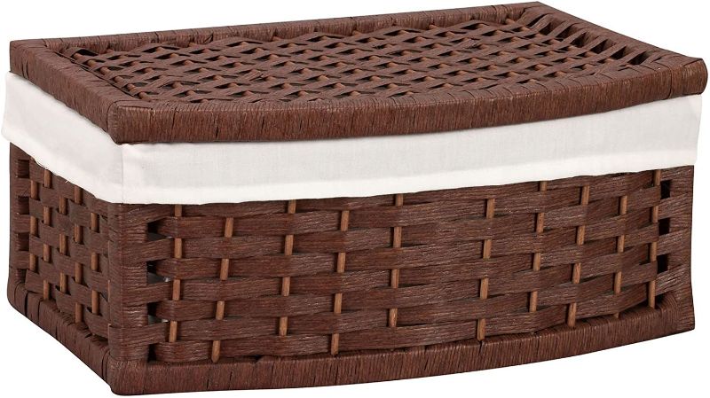 Photo 1 of 
Household Essentials Hand-Woven Paper Rope Basket with Lid and Liner, Dark Brown Stain
Color:Brown