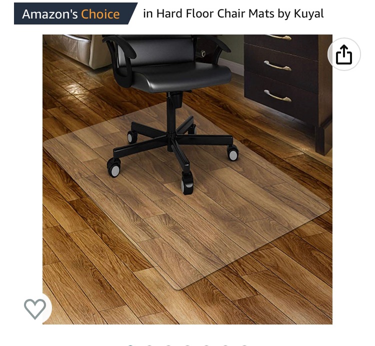 Photo 2 of Kuyal Clear Chair mat for Hardwood Floor 30 x 48 inches Transparent Floor Mats Wood/Tile Protection Mat for Office & Home (30" X 48" Rectangle)