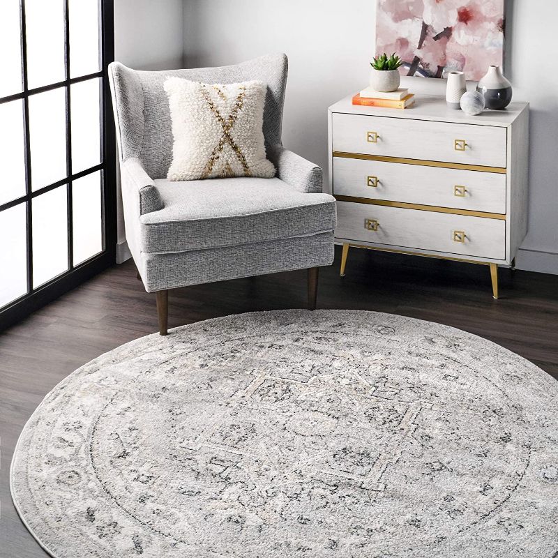 Photo 1 of 
nuLOOM Transitional Medallion Gena Area Rug, 6' Round, Light Grey
Size:6 ft Round
Color:Light Grey