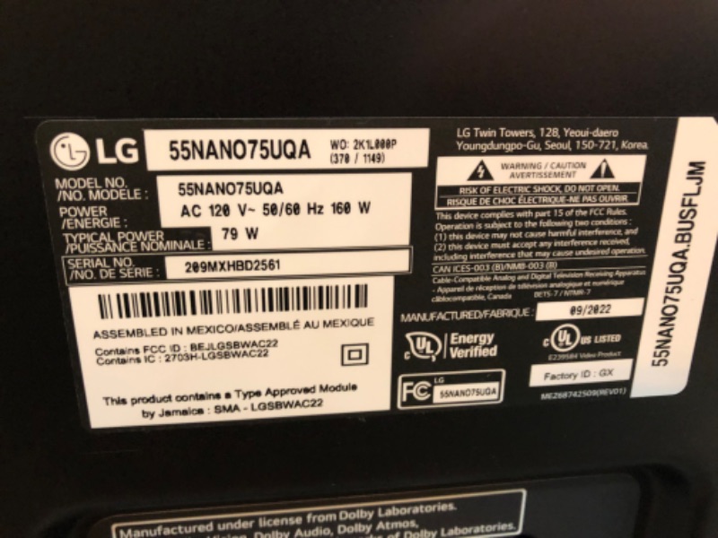 Photo 2 of LG NANO75 Series 55-Inch Class Smart TV 55NANO75UQA - 2022 AI-Powered 4K, Alexa Built-In
