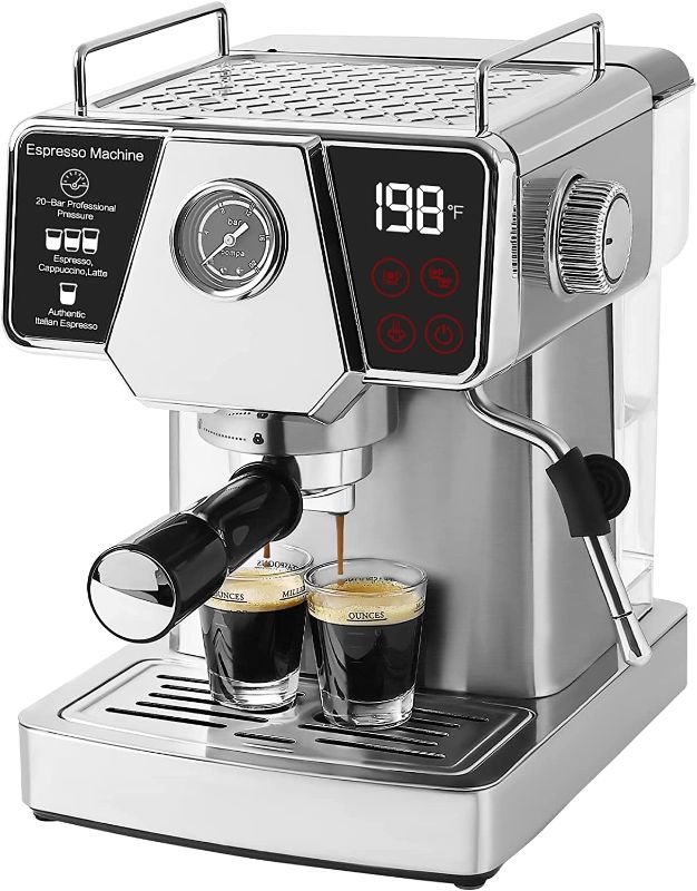 Photo 1 of Homtone Espresso Machine 20 Bar, Touch Screen Coffee Maker, Cappuccino and Latte Maker with Milk Frother Steam Wand, 1350W Fast Heating Coffee Machine for Home, All Stainless Steel
