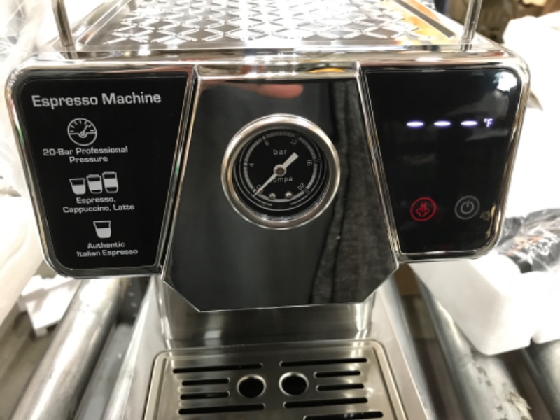 Photo 5 of Homtone Espresso Machine 20 Bar, Touch Screen Coffee Maker, Cappuccino and Latte Maker with Milk Frother Steam Wand, 1350W Fast Heating Coffee Machine for Home, All Stainless Steel
