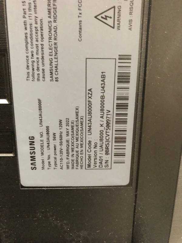 Photo 1 of SAMSUNG 43-Inch Class Crystal 4K UHD AU8000 Series HDR, 3 HDMI Ports, Motion Xcelerator, Tap View, PC on TV, Q Symphony, Smart TV with Alexa Built-In (UN43AU8000FXZA, 2021 Model)
