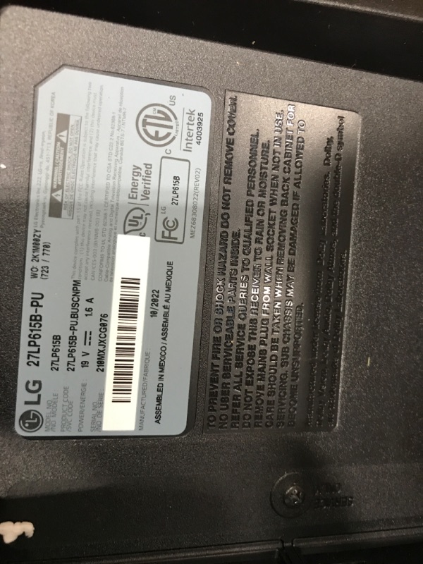 Photo 5 of *** tested - Powers On *** LG 27LP615B-PU 27” Inch Full HD (1920 x 1080) IPS TV / Monitor with Dual 5W Built-In Speakers, HDMI Input, Dolby Audio, Wall Mountable, Remote Control – Black (2021) Monitor TV 1 Pole Stand