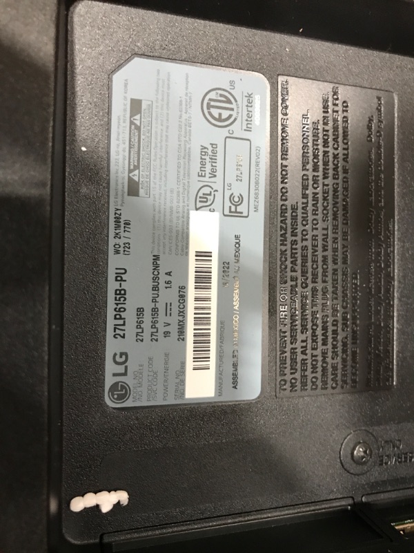 Photo 3 of *** tested - Powers On *** LG 27LP615B-PU 27” Inch Full HD (1920 x 1080) IPS TV / Monitor with Dual 5W Built-In Speakers, HDMI Input, Dolby Audio, Wall Mountable, Remote Control – Black (2021) Monitor TV 1 Pole Stand