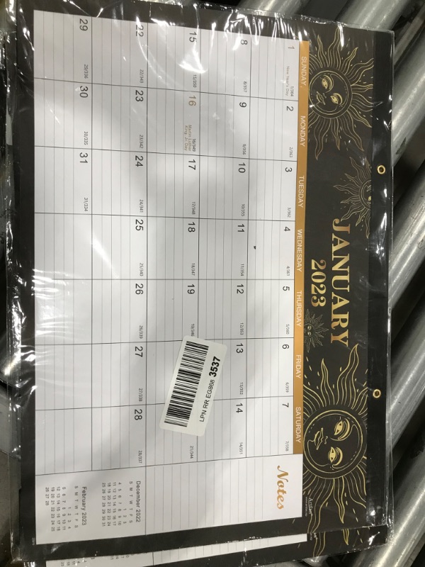 Photo 2 of 2023 Desk Calendar - 18 Monthly Desk/Wall Calendar 2-in-1,16.8" x 12", January 2023 - June 2024, Thick Paper with Corner Protectors, Large Ruled Blocks - The Sun Black