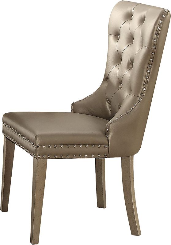 Photo 1 of **INCOMPLETE, BOTTOM FRAMES ONLY** ACME Kacela Side Chair (Set-2) - 72157 - PU & Champagne