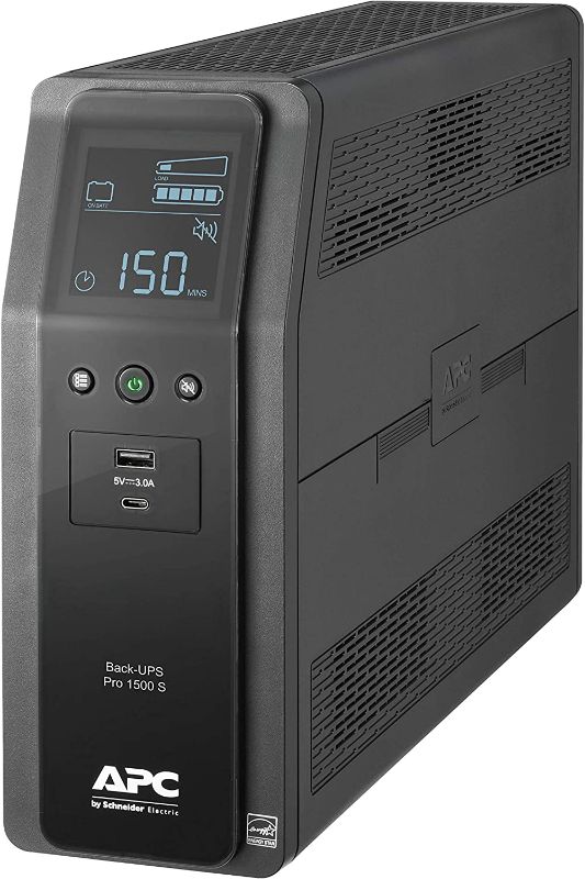 Photo 1 of APC UPS 1500VA Sine Wave UPS Battery Backup, BR1500MS2 Backup Battery Power Supply, AVR, 10 Outlets, (2) USB Charger Ports
