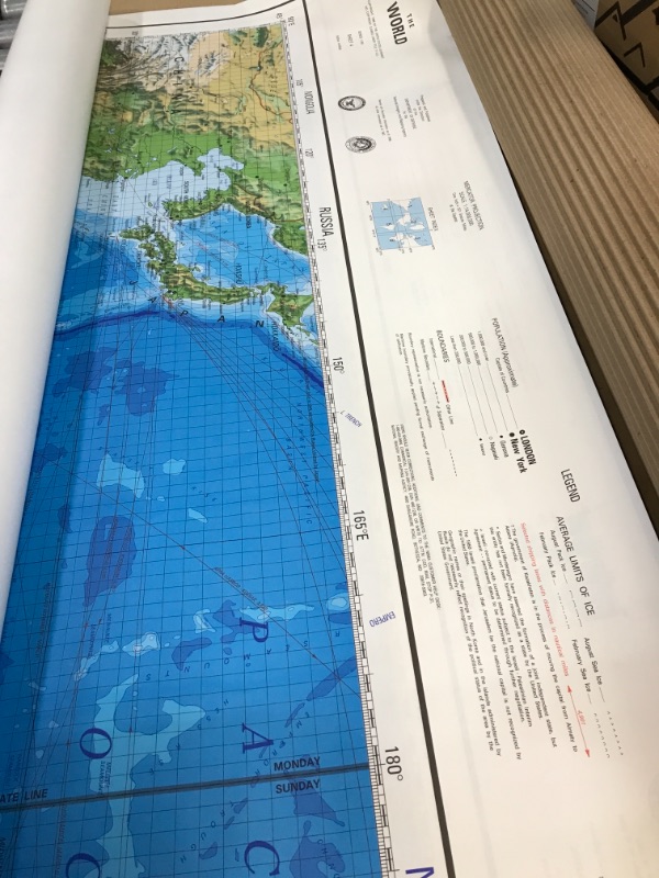 Photo 2 of 5 world maps showing longitudes, latitudes and ocean depth