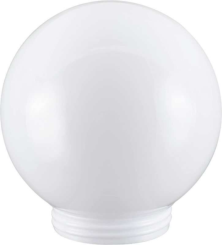 Photo 3 of Aspen Creative 28001-21 6" White Acrylic Replacement Lamp Post Globe 3-1/4" Fitter, 1 Pack
