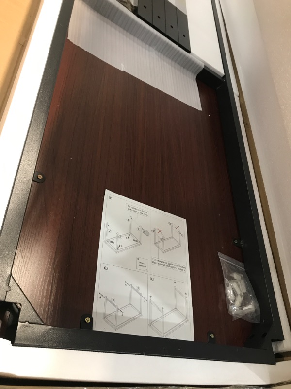 Photo 1 of Tribesigns Modern Computer Desk, 63 inches Large Office Desk Computer Table Study Writing Desk for Home Office, Solid Metal Frame 63*23.6 inch Teak + Black Leg