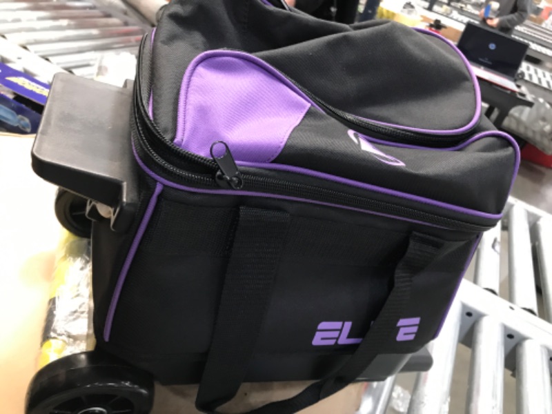 Photo 2 of ELITE Basic Single Roller Bowling Bag, Holds 1 Bowling Ball and a Pair of Bowling Shoes Securely- 39" Retractable Square Handle Purple