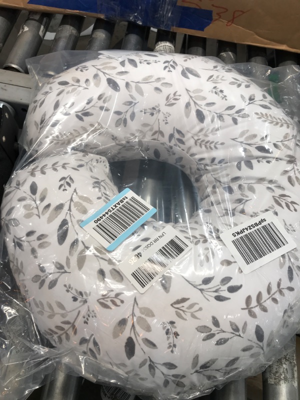 Photo 1 of Boppy Nursing Pillow and Positioner—Original | Gray Taupe Watercolor Leaves | Breastfeeding, Bottle Feeding, Baby Support | with Removable Cotton Blend Cover | Awake-Time Support