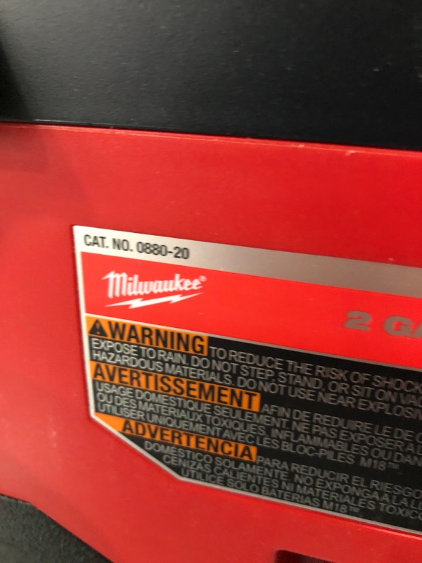 Photo 1 of Milwaukee 0880-20 18-Volt Cordless Wet/Dry Vacuum, Red

