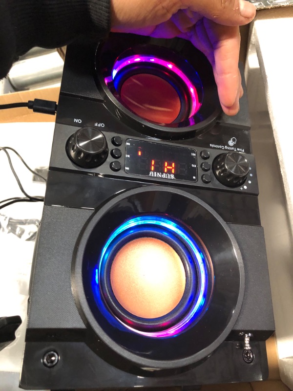 Photo 1 of 60W (80W Peak) Portable Bluetooth Speaker with Double Subwoofer Heavy Bass, Bluetooth 5.0 Wireless 100ft Outdoor Speaker, Support FM Radio, LED Colorful Lights, Stereo Sound, for Home, Party, Travel