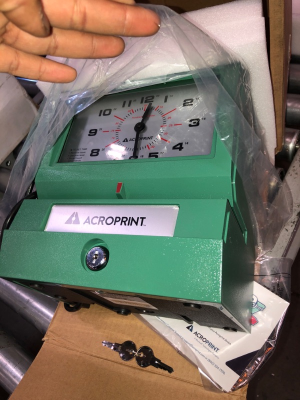 Photo 2 of Acroprint Heavy Duty Automatic Time Recorder, Prints Month, Date, Hour (0-23) and Hundredths Time Clock
