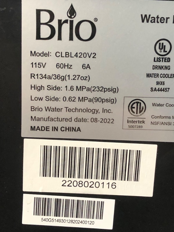 Photo 5 of ***PARTS ONLY*** Brio Bottom Loading Water Cooler Water Dispenser – Essential Series - 3 Temperature Settings - Hot, Cold & Cool Water - UL/Energy Star Approved