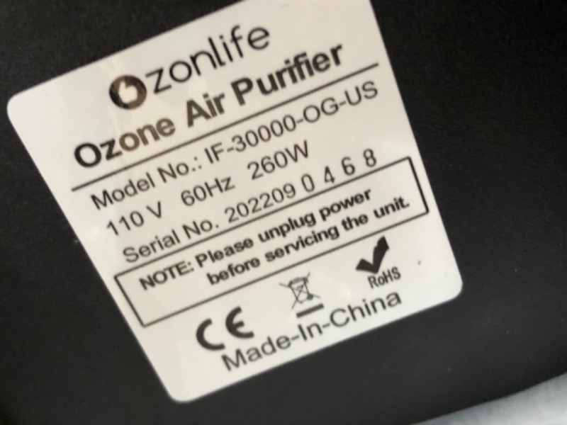 Photo 5 of Ozonlife Ozone Generator 30,000 mg/h Powerful Ozone Machine Odor Removal 10,000 Sqft Air Purifier for Industrial, Home, Car
