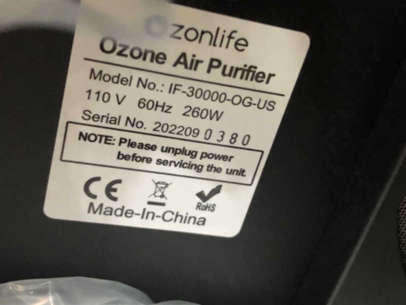 Photo 5 of Ozonlife Ozone Generator 30,000 mg/h Powerful Ozone Machine Odor Removal 10,000 Sqft Air Purifier for Industrial, Home, Car
