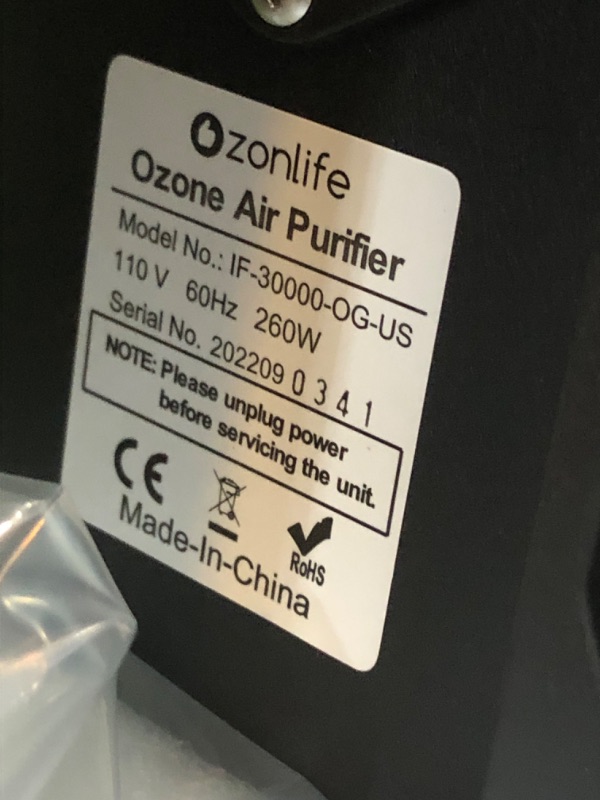 Photo 5 of Ozonlife Ozone Generator 30,000 mg/h Powerful Ozone Machine Odor Removal 10,000 Sqft Air Purifier for Industrial, Home, Car
