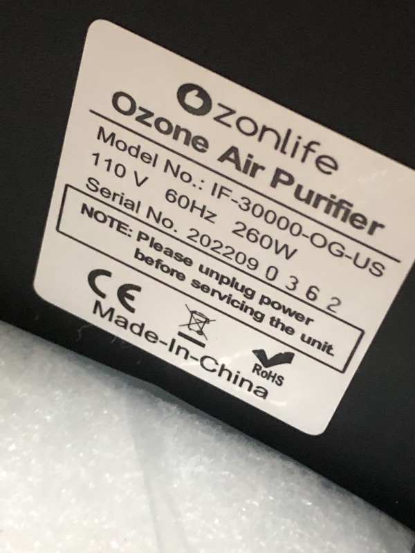 Photo 5 of Ozonlife Ozone Generator 30,000 mg/h Powerful Ozone Machine Odor Removal 10,000 Sqft Air Purifier for Industrial, Home, Car
