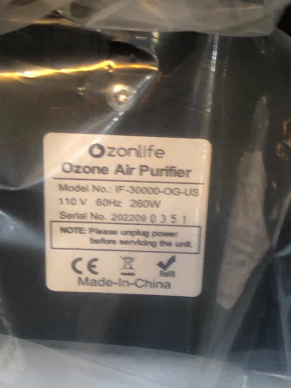 Photo 5 of Ozonlife Ozone Generator 30,000 mg/h Powerful Ozone Machine Odor Removal 10,000 Sqft Air Purifier for Industrial, Home, Car
