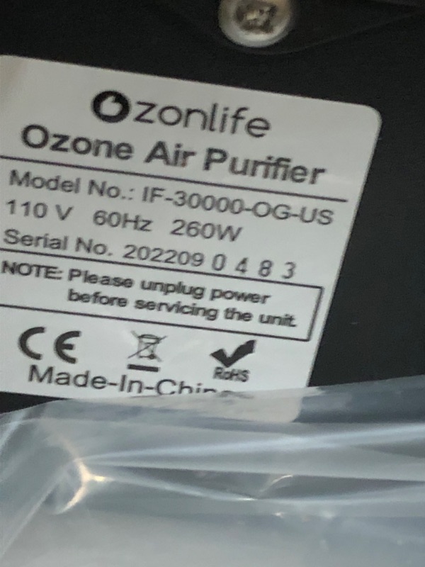 Photo 5 of Ozonlife Ozone Generator 30,000 mg/h Powerful Ozone Machine Odor Removal 10,000 Sqft Air Purifier for Industrial, Home, Car
