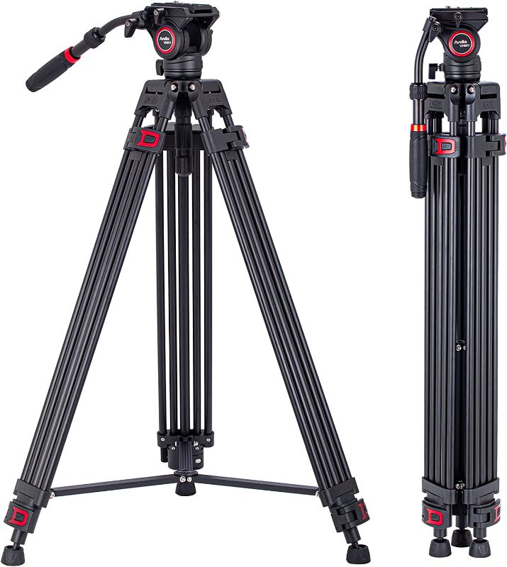 Photo 1 of (PARTS ONLY)Video Tripod, Avella VH501 72 inch Professional Heavy Duty Aluminum Tripod, with Detachable Fluid Drag Pan Tilt Head Max Loading 13.2 LB, for Canon Nikon Sony Olympus Panasonic DSLR Camcorder
